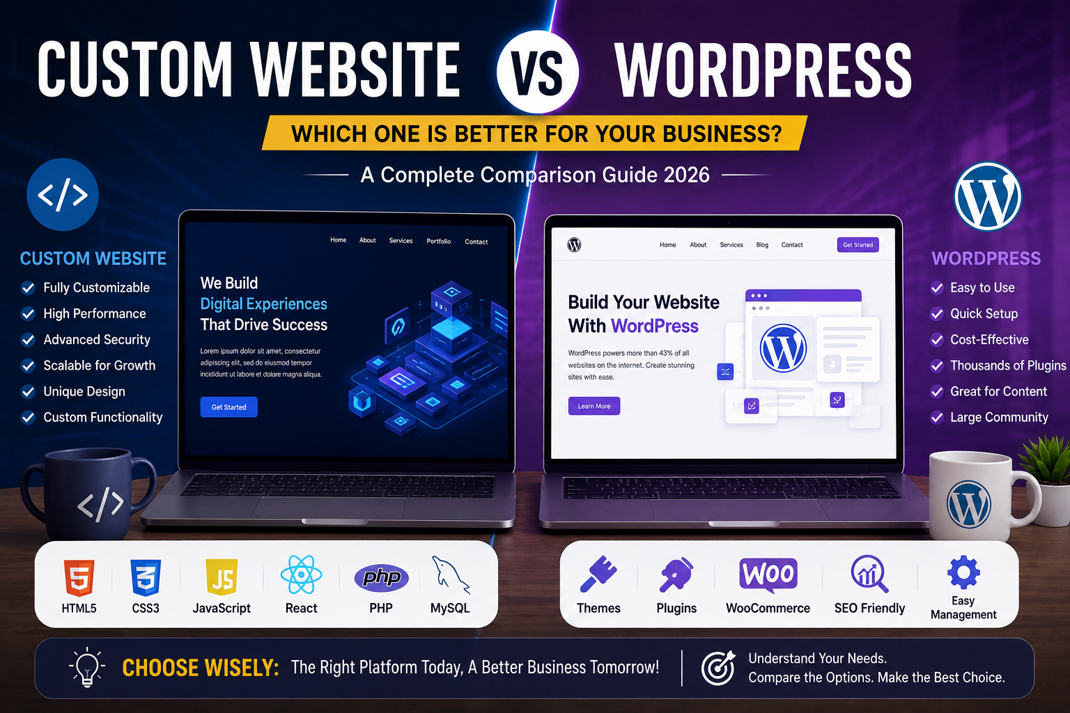 Custom Website vs WordPress: Which One is Better for Your Business?